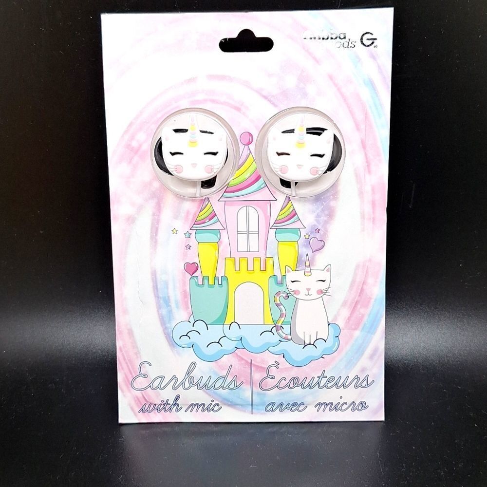 Kitty cat unicorn ear buds headphones with mic